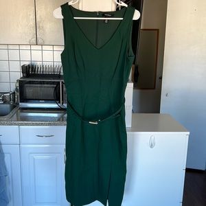 Emerald green belted dress